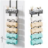 HapiRm over-door towel rack with six tiers for organized bathroom storage.
