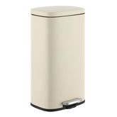 Happimess Curtis 8-gallon trash can with satin beige finish for compact spaces.