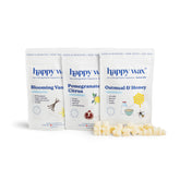Happy Wax Oatmeal and Honey melts in a jar showing soothing aroma and cozy atmosphere