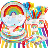HappyThousands rainbow 9 inch plates offer sturdy meals for lively celebrations