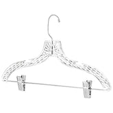 HardW crystal-clear clip hanger keeps dresses wrinkle-free and closet-ready.