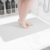 Hargiis non-slip bathtub mat top view emphasizes safety and white finish