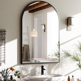 HARRITPURE arched mirror with black frame brightens bathrooms and elevates style.