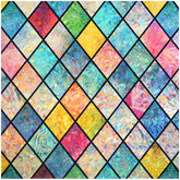 Haton rainbow stained-glass window film lattice pattern casting colorful glow across a room.