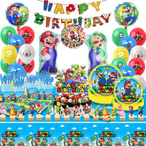 Hatraky 188pcs tablecloth for birthday party creates cohesive backdrop with easy cleanup