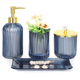 Haturi lotion dispenser in blue glass enhances daily hand care