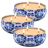 Hausware citronella candle three-pack in decorative tin for outdoor ambiance