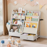 HAVLOTII kids bookshelf with wooden white frame enables easy access to books.