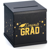 Hayley Cherie black-gold grad card box front view for elegant graduation decor