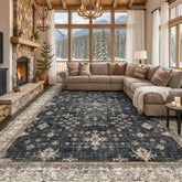 Hazo Haus black boho rug 9x12 for living room with easy cleaning and comfort.