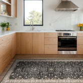 Hazo Haus rug front view shows vintage floral pattern and durable weave.