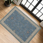Hazo Haus blue 2x3 rug for entryway with non-slip backing.