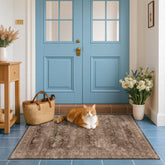 Hazo Haus Boho Taupe 3x5 entryway rug with non-slip backing in foyer setting