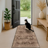 Hazo Haus brown 2x5 entryway runner with non-slip backing for secure indoor floors.