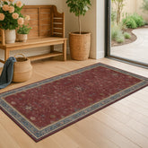 Hazo Haus Burgundy 2x4 entry rug with intricate medallion, non-slip backing for safe indoor hallways