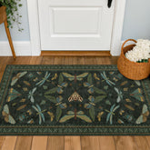 Hazo Haus dark green 2x4 entry rug with non slip backing for safety