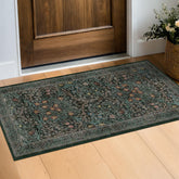 Hazo Haus dark green 2x4 rug runner with botanical design for entryways.