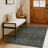 Hazo Haus dark-green 4x6 entryway rug with botanical pattern adds refined style to entryways.