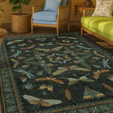 Hazo Haus dark green rug with moss-inspired pattern for elegant living spaces.