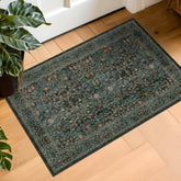 Hazo Haus dark green entry rug with vintage floral pattern for a stylish front door