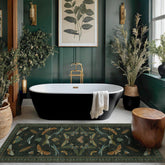 Hazo Haus dark green insect runner rug in 2x5 size, ideal for high-traffic entryways.