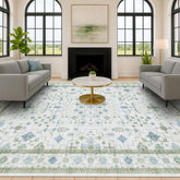 Hazo Haus green area rug 9x12 with floral geometric pattern for living room ambiance and durability
