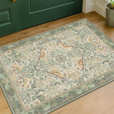Hazo Haus Sage Green Boho Rug front view with non-slip backing for safe entryways.