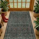 Hazo Haus vintage floral dark green 3x5 rug for entryways; durable and stylish.