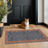 Hazo Haus Washable 2x4 entry rug at the front door with non slip backing for safety.