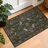 Hazo Haus washable dark vintage floral rug 2x3, easy-clean surface for high-traffic entryways.