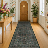 Hazo Haus dark green 2-6x10 runner with vintage botanical design, ideal for hallways