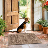 Hazo Haus boho taupe brown 2x3 entryway rug with non-slip backing for high-traffic spaces