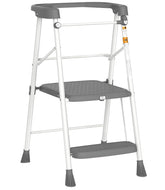 HBTower Kids 2 Steps Stool opened at counter showing sturdy aluminum build and safety features