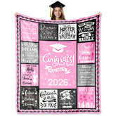 HCDER 2026 graduation blanket unfolded on sofa for cozy study sessions