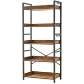 HCHQHS adjustable 5-tier bookcase with open shelves for home office organization