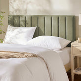 Hearth & Harbor EZ Headboard wall mount in olive green for a sleek bedroom.