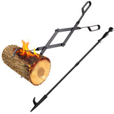 Heavy-Duty 32-Inch Fire Poker extended for safe reach around the fire pit
