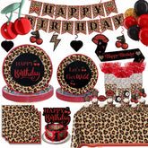 Heboland red cheetah banner for bold, photo-ready party decor.