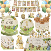 Heboland Winnie Bear plates showcase vintage Pooh design, ideal for quick, mess-free birthday meals