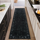 Hedlive Vintage Black washable hallway runner for high-traffic spaces.