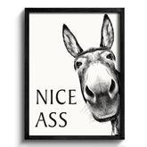 Heiple framed bathroom art donkey sign with wood frame adds playful farmhouse charm.