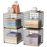 Hencawima four-tier closet organizer with wood top for compact wardrobe storage.