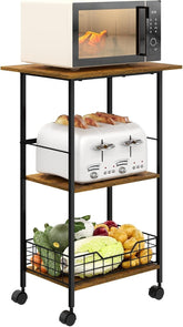 Hencawima microwave stand top surface provides ample space for appliances.