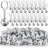 Henoyso mini disco ball keychain in silver mirror finish, ideal for party favors.