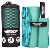 Hero Microfiber Travel Towel folded for compact packing and quick drying