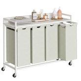 Herture laundry hamper with shelf in white for organized storage across rooms.