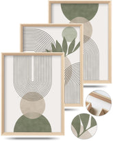 HesenDot Boho Sage Green framed wall art with natural wood frame adds depth to walls