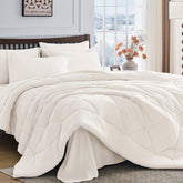 HEVUMYI Ivory Queen comforter closeup reveals soft microfiber texture