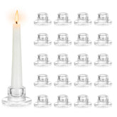 Hewory glass taper candle holders create a warm table centerpiece