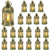 Hewory mini-lantern set 20 gold hanging enhances table decor with warm, safe LED light.